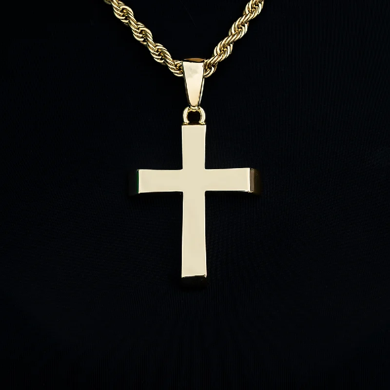 Shop Classic Women's  Necklaces & Pendants with a Modern Twist-Large Simple Cross Pendant in Yellow Gold