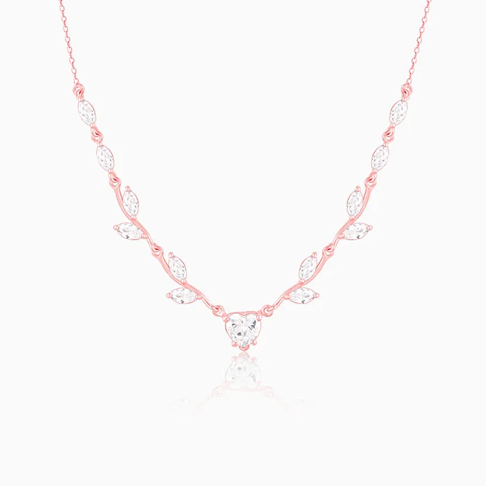 Shop Classic Women's  Necklaces & Pendants with a Modern Twist-Rose Gold Leafy Heart Necklace