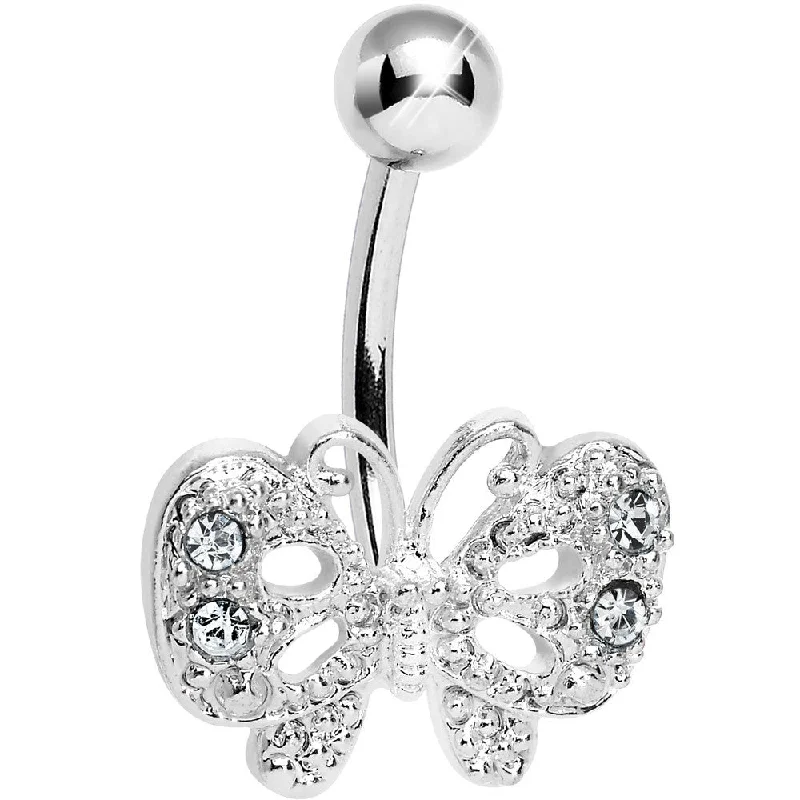 Belly Rings with Unique Gemstones for Stunning Effect -Crystalline Gem Enchanting Butterfly Belly Ring Belly Rings with Unique Gemstones for Stunning Effect -Crystalline Gem Enchanting Butterfly Belly Ring