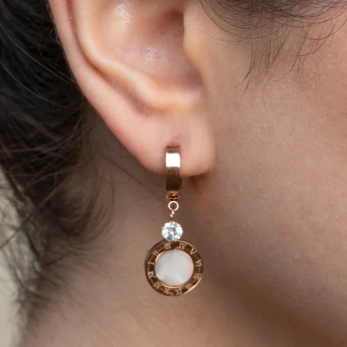 Shop Classic Women's  Necklaces & Pendants with a Modern Twist-Numeral Mother of Pearl Dangler Earrings