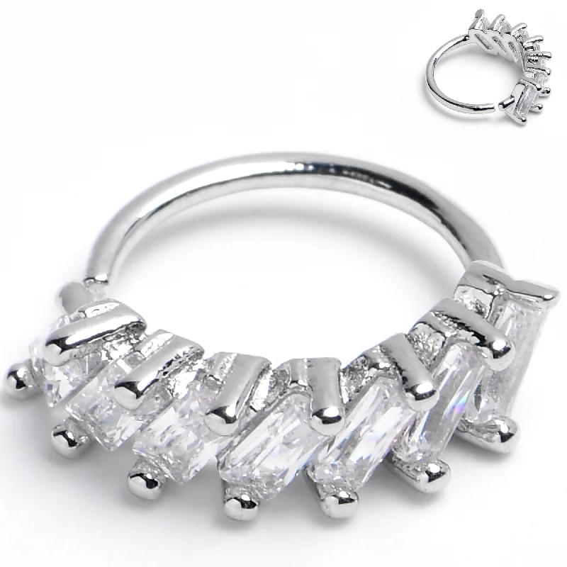 Unique Nose Ring Designs -20 Gauge 5/16 Princess Cubic Zirconia Bendable Hoop