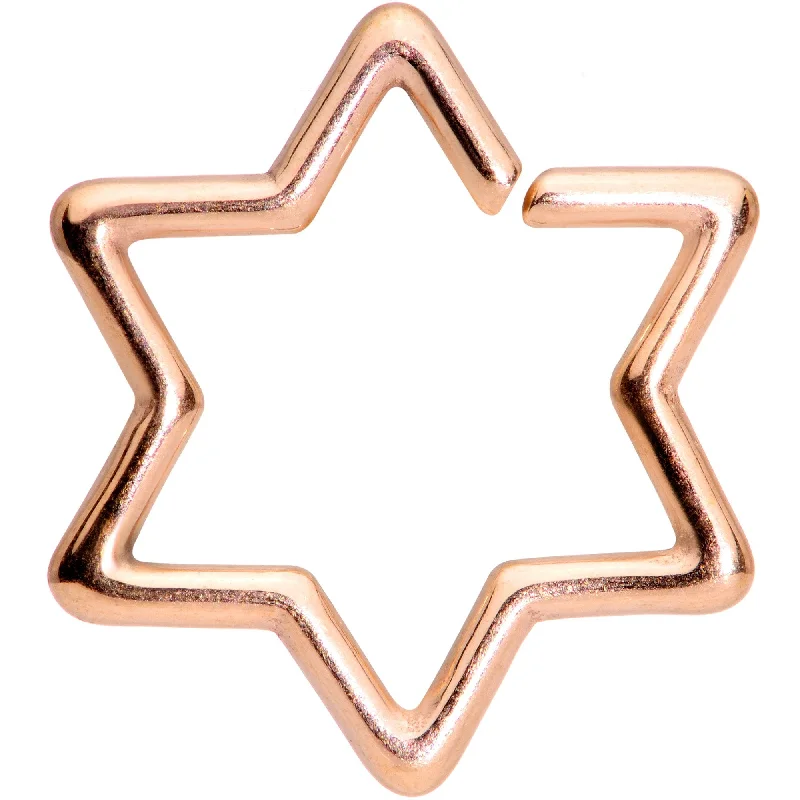 Women's Earrings – Elegant Designs for Every Personality--16 Gauge 5/16 Rose Gold Tone Hexagram Star of David Closure Ring