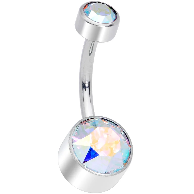 Sparkling Belly Rings with Radiant Stones -Aurora 8mm Titanium Internal Thread Belly Ring Created with Crystals Sparkling Belly Rings with Radiant Stones -Aurora 8mm Titanium Internal Thread Belly Ring Created with Crystals