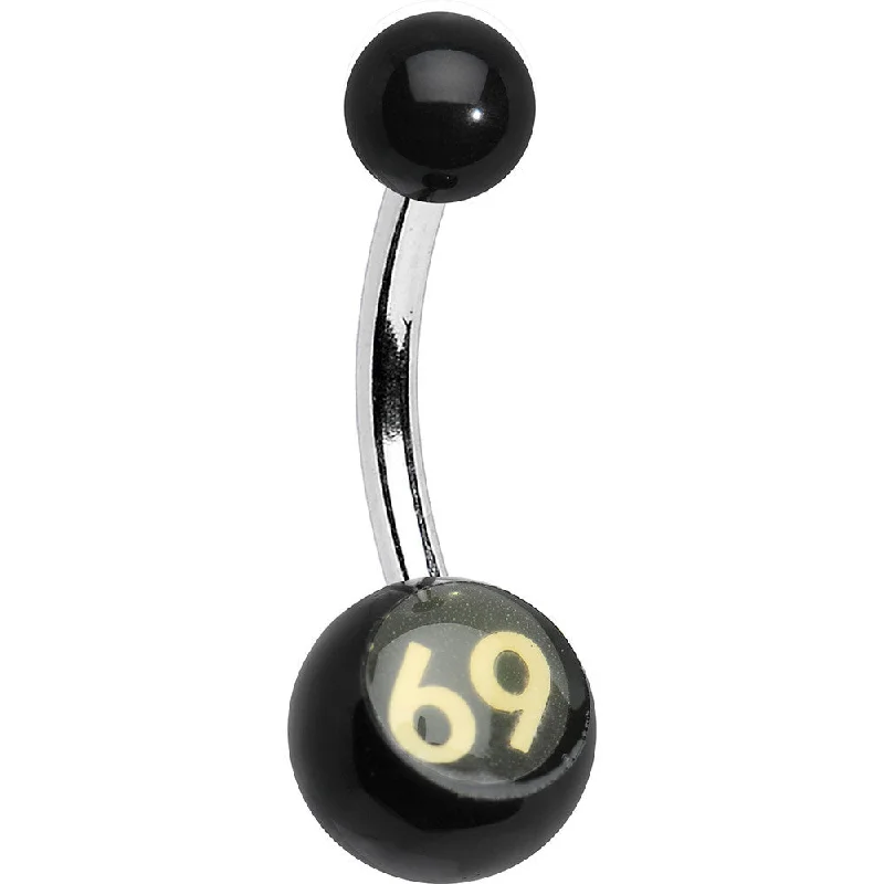 Elegant Belly Rings for Timeless Fashion -Black and White Acrylic 69 Belly Ring