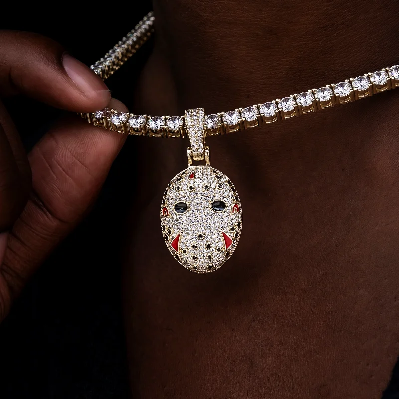 Exclusive Men's Necklaces & Pendants for the Modern Gentleman-Jason Mask Pendant in Yellow Gold