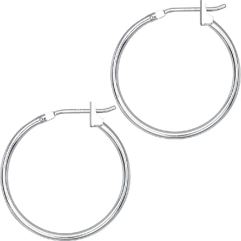 Women's Earrings – Elegant Designs for Every Personality--14KT White Gold 1.5mm 3/4 Inch Hoop Earrings