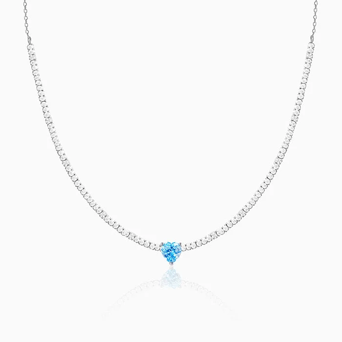 Shop Classic Women's Necklaces & Pendants with a Modern Twist-Silver Blue Heart Choker Necklace Shop Classic Women's Necklaces & Pendants with a Modern Twist-Silver Blue Heart Choker Necklace