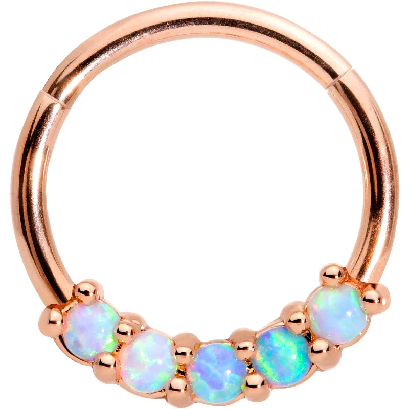 Nose Rings for Bold Personality -16 Gauge 3/8 Synthetic Opal Rose Gold Tone Hinged Segment Ring Nose Rings for Bold Personality -16 Gauge 3/8 Synthetic Opal Rose Gold Tone Hinged Segment Ring