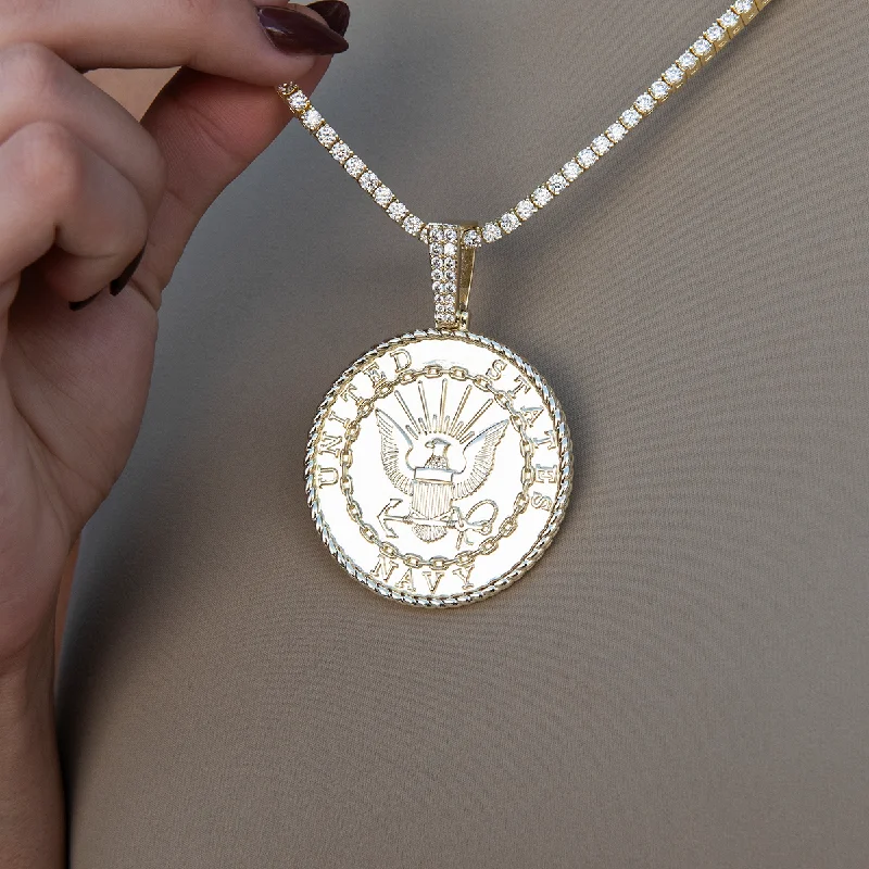 Shop Classic Women's Necklaces & Pendants with a Modern Twist-U.S. Navy Pendant in Yellow Gold Shop Classic Women's Necklaces & Pendants with a Modern Twist-U.S. Navy Pendant in Yellow Gold