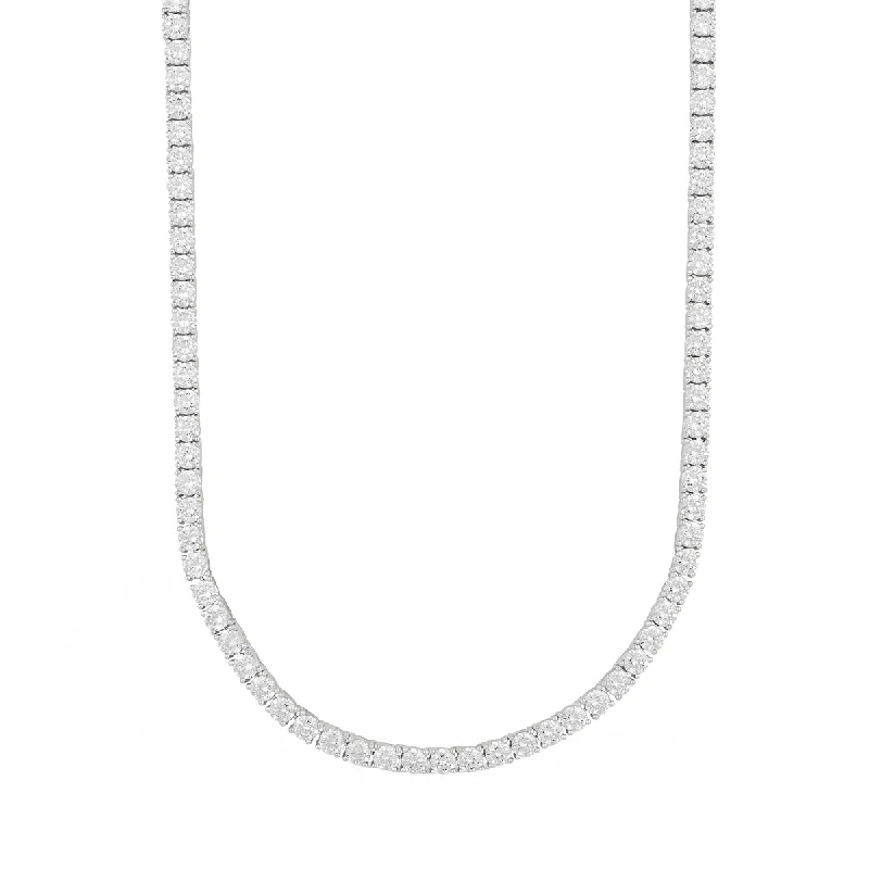 Moissanite Diamond Tennis Chain in White Gold Vermeil- 3mm