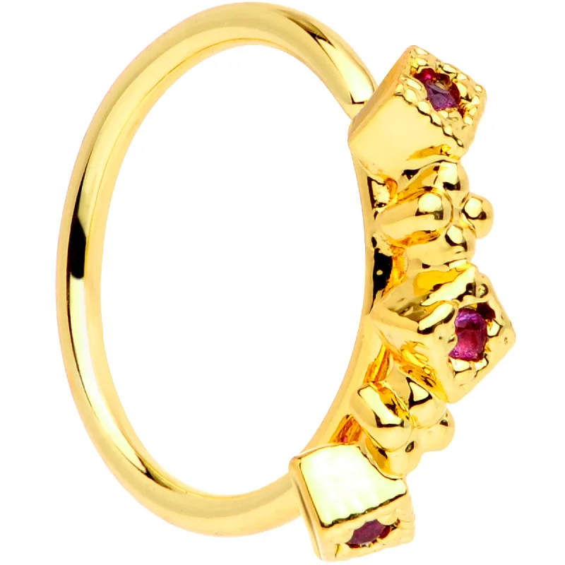Nose Rings for Glamorous and Bold Looks -20 Gauge 5/16 Red Gem Gold Tone Flower Garden Seamless Circular Ring Nose Rings for Glamorous and Bold Looks -20 Gauge 5/16 Red Gem Gold Tone Flower Garden Seamless Circular Ring