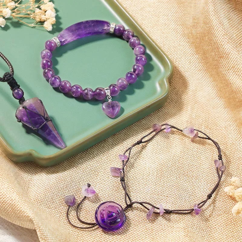 Set of Simple Gold Bangles for Women-Buddha Stones Bring Serenity into Your Life Amethyst Bundle Set of Simple Gold Bangles for Women-Buddha Stones Bring Serenity into Your Life Amethyst Bundle