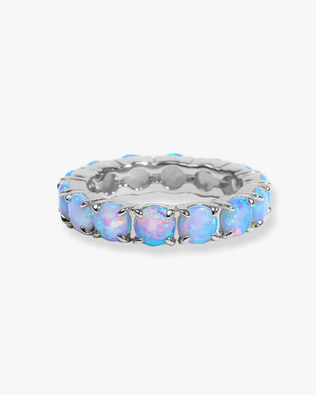 Chic Women's Rings for Fashion-Forward Looks-Grand Heiress Ring - Silver|Blue Opal