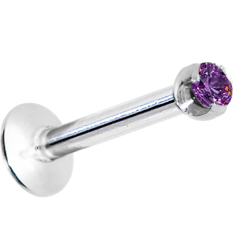 High-Quality Lip Rings for Daily Use16 Gauge Purple 2mm Gem Internally Threaded Labret Monroe Tragus