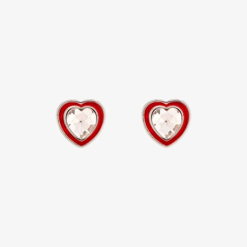 Women's Earrings – Elegant Designs for Every Personality--Stone & Enamel Heart Stud Earrings