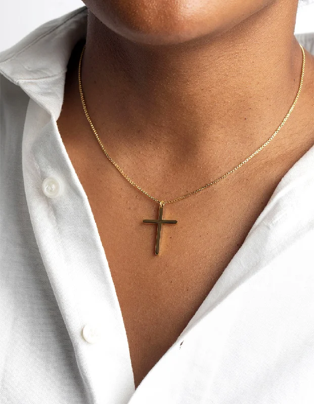 Shop Classic Women's  Necklaces & Pendants with a Modern Twist-Waterproof Gold Plated Stainless Steel Cross Necklace