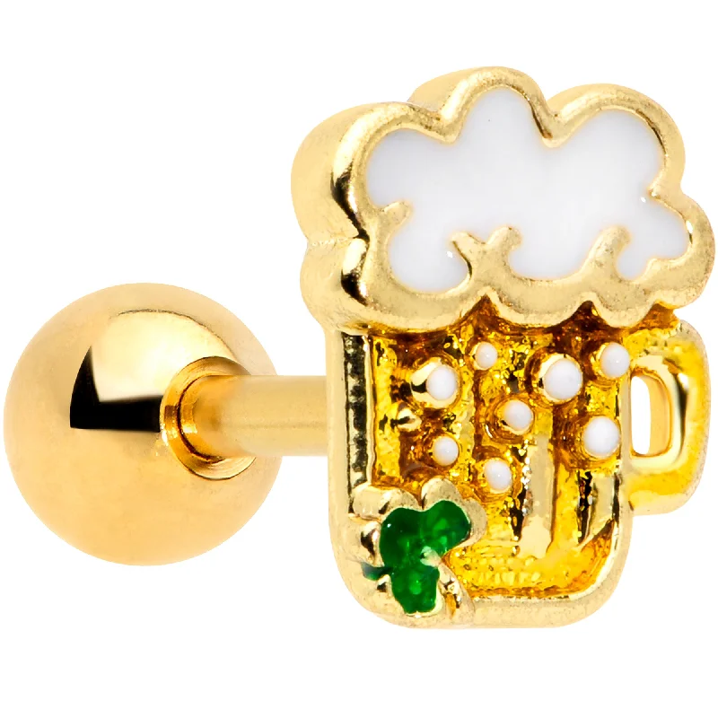 Women's Earrings – Elegant Designs for Every Personality--16 Gauge 1/4 Gold Tone St Patricks Beer Mug Cartilage Tragus Earring Women's Earrings – Elegant Designs for Every Personality--16 Gauge 1/4 Gold Tone St Patricks Beer Mug Cartilage Tragus Earring
