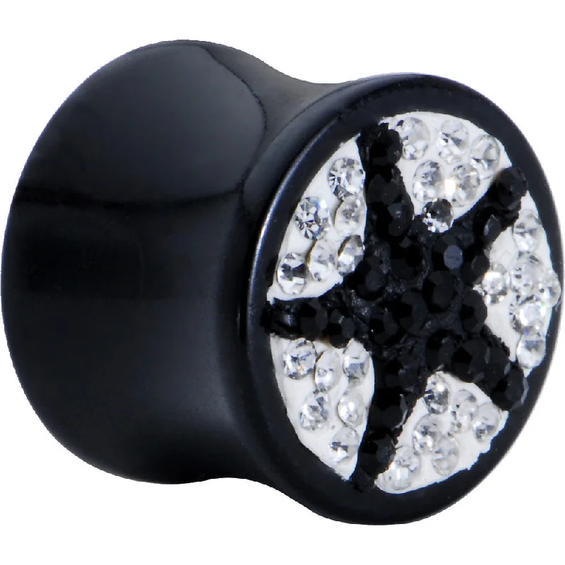 Women's Earrings – Elegant Designs for Every Personality--9/16 Crystal Black Star Saddle Plug