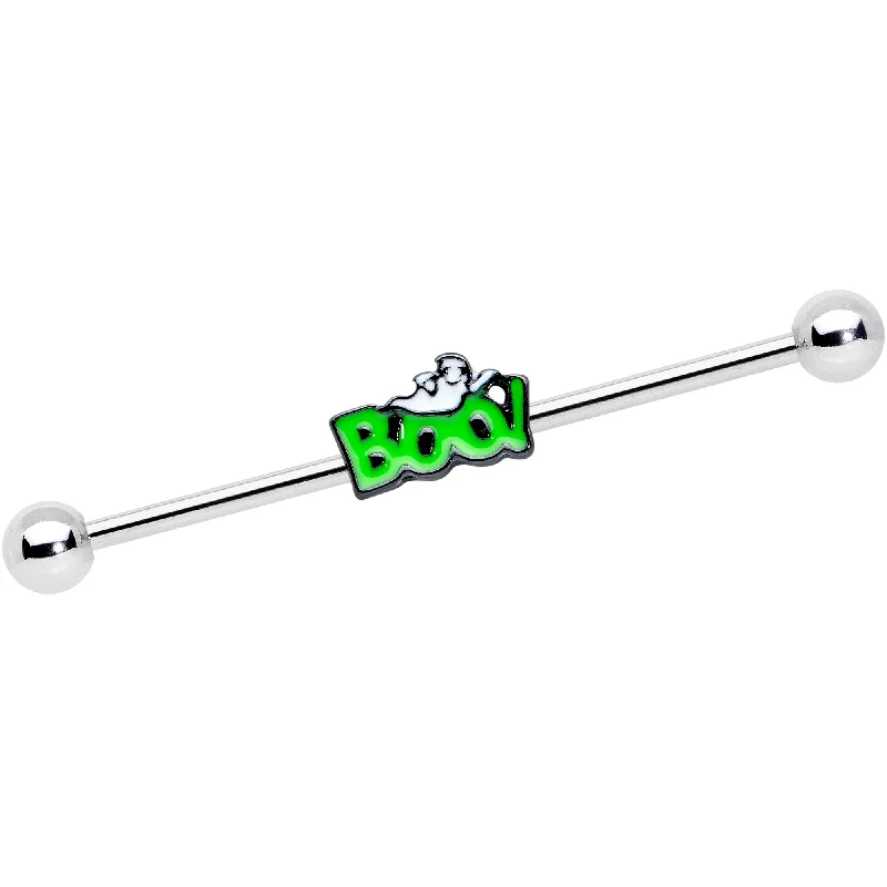 Women's Earrings – Elegant Designs for Every Personality--14 Gauge Green Boo Smile Ghost Halloween Industrial Barbell 38mm Women's Earrings – Elegant Designs for Every Personality--14 Gauge Green Boo Smile Ghost Halloween Industrial Barbell 38mm