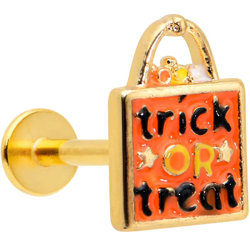 Comfortable Lip Rings for Everyday Use16 Gauge 5/16 Gold Tone Trick or Treat Halloween Labret Monroe Tragus