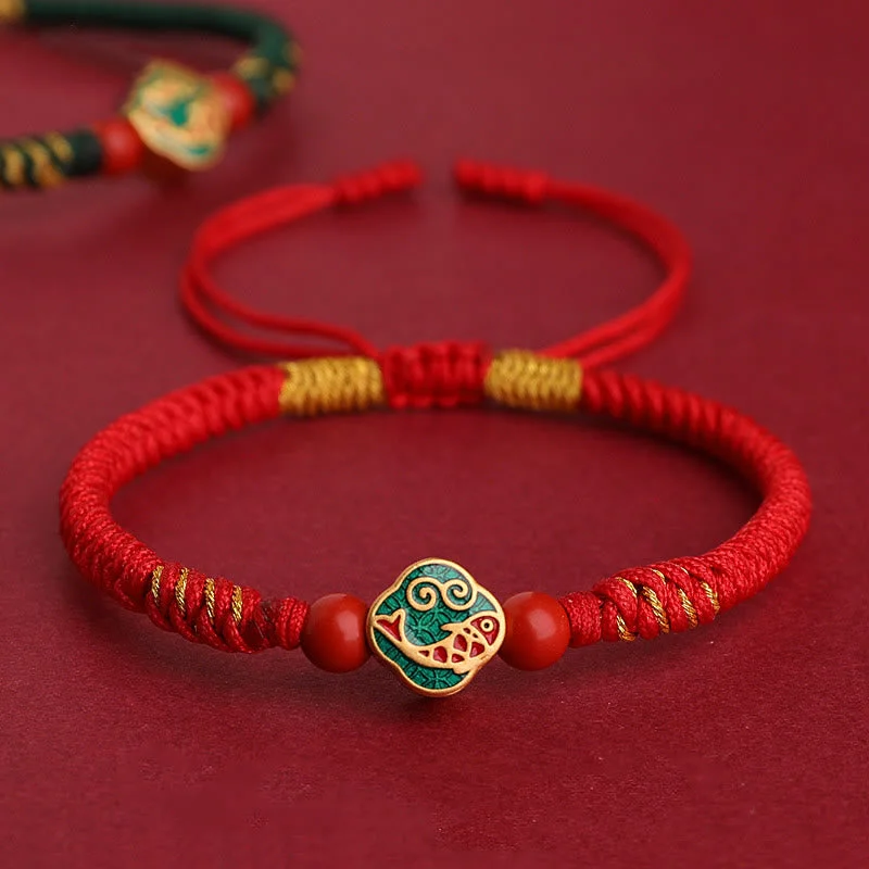 Handcrafted Wooden Bangle Bracelets for Women-Buddha Stones Handmade Cinnabar Copper Brass Koi Fish Fu Braided String Blessing Bracelet Handcrafted Wooden Bangle Bracelets for Women-Buddha Stones Handmade Cinnabar Copper Brass Koi Fish Fu Braided String Blessing Bracelet