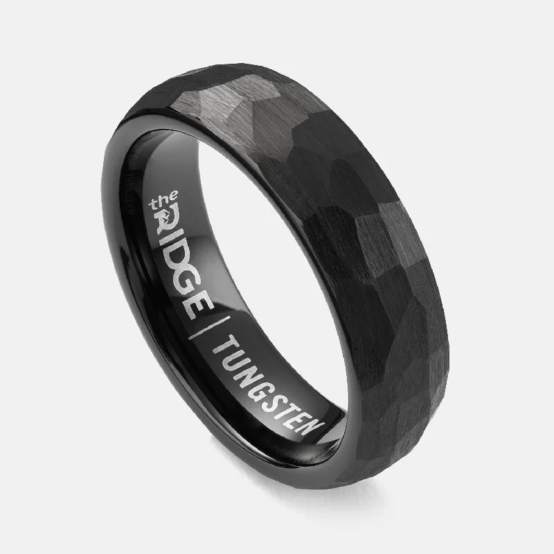 Top Men's Rings – Crafted for Every Style  Ridge 6mm Hammered Ring Set - Royal Black