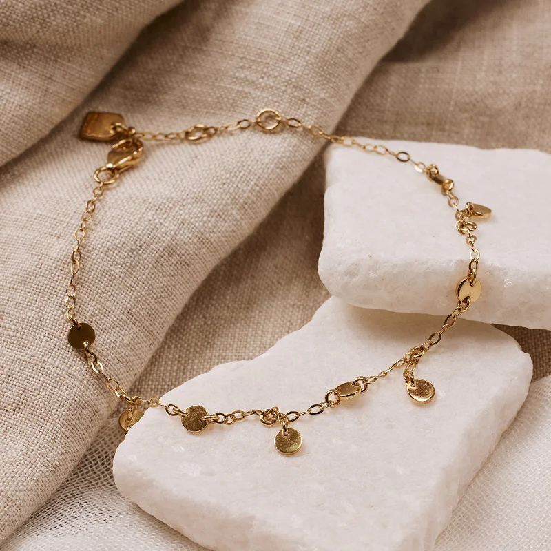 High-End Gold Bangles for Women-Mini Coin Drop Bracelet
