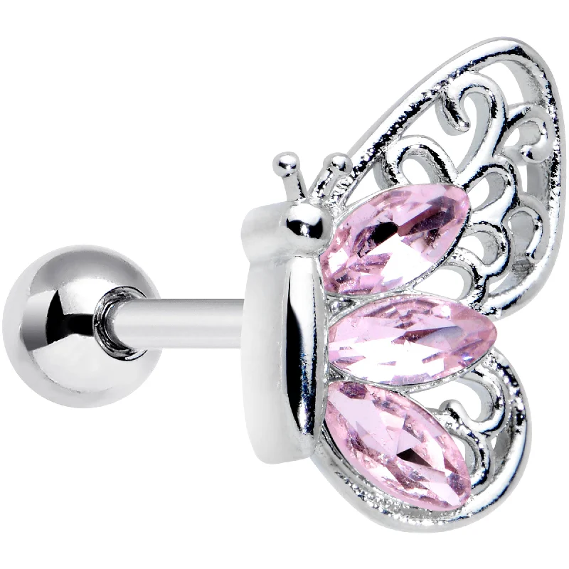 Women's Earrings – Elegant Designs for Every Personality--16 Gauge 1/4 Pink Gem Lacy Butterfly Cartilage Tragus Earring Women's Earrings – Elegant Designs for Every Personality--16 Gauge 1/4 Pink Gem Lacy Butterfly Cartilage Tragus Earring