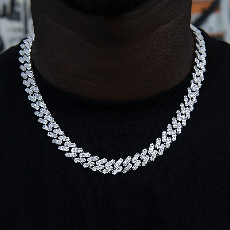 Exclusive Men's Necklaces & Pendants for the Modern Gentleman-Diamond Baguette Cuban Chain in White Gold- 12mm Exclusive Men's Necklaces & Pendants for the Modern Gentleman-Diamond Baguette Cuban Chain in White Gold- 12mm