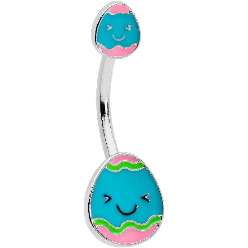 Unique Belly Rings for Statement Fashion -Blue Pink Celebration Easter Egg Double Mount Belly Ring Unique Belly Rings for Statement Fashion -Blue Pink Celebration Easter Egg Double Mount Belly Ring