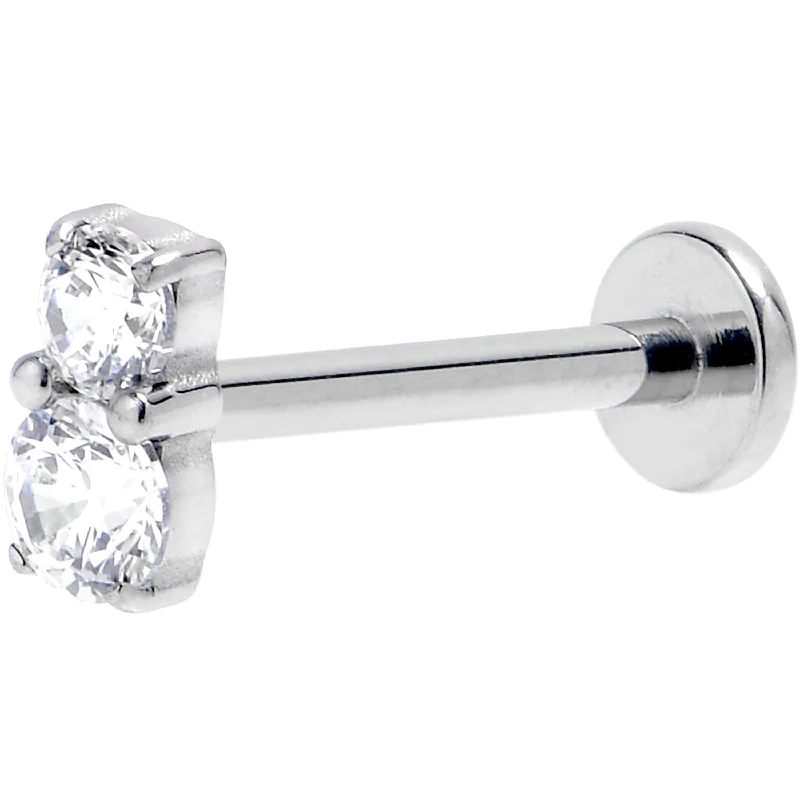 Beautiful Lip Rings with Artistic Design16 Gauge 3/8 Clear Gem G23 Titanium Threadless Push In Labret Tragus