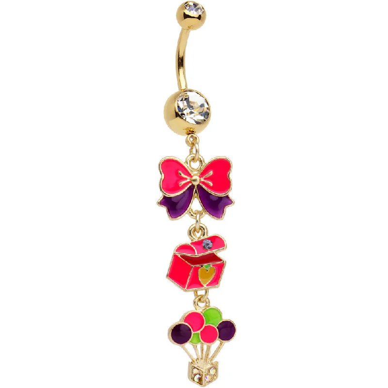 Comfortable Belly Rings for Casual Fashion -Gold Plated Stainless Steel Clear Gift of Christmas Dangle Belly Ring Comfortable Belly Rings for Casual Fashion -Gold Plated Stainless Steel Clear Gift of Christmas Dangle Belly Ring