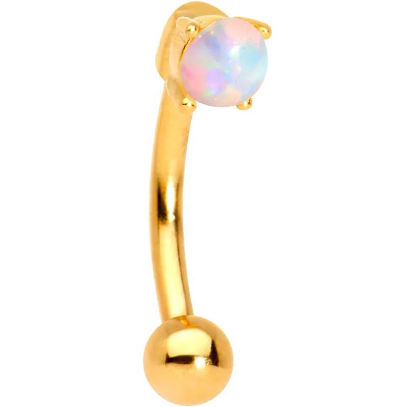 Women's Earrings – Elegant Designs for Every Personality--5/16 White Synthetic Opal Gold IP Fashionista Curved Eyebrow Ring Women's Earrings – Elegant Designs for Every Personality--5/16 White Synthetic Opal Gold IP Fashionista Curved Eyebrow Ring