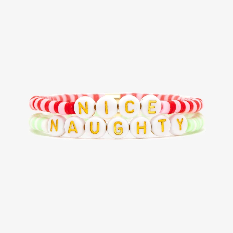 Beautiful Bangles for Women with Swarovski-Naughty or Nice Stretch Bracelet Set
