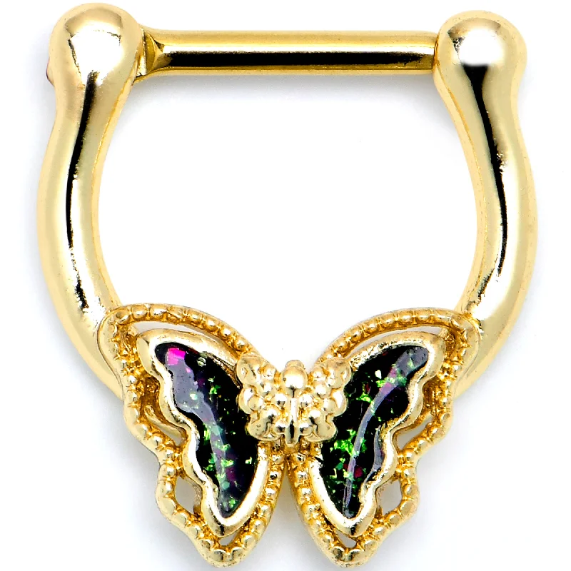 Women's Earrings – Elegant Designs for Every Personality--16 Gauge 5/16 Vitrail Gem Gold Tone Classic Butterfly Cartilage Clicker