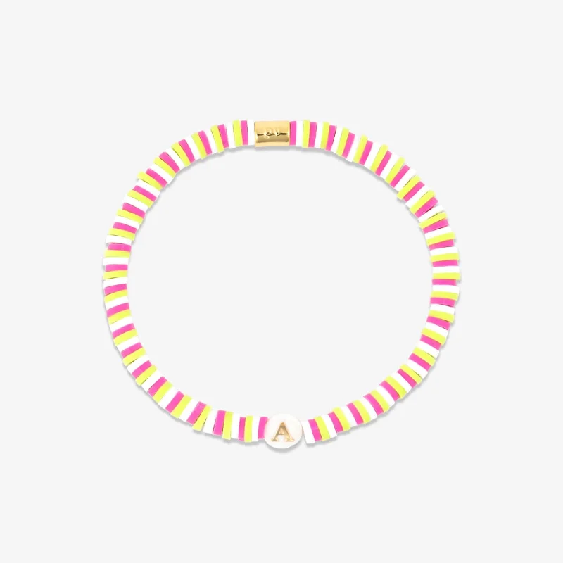 Women's Bangles for Special Occasions-Raspberry Alphabet Stretch Bracelet