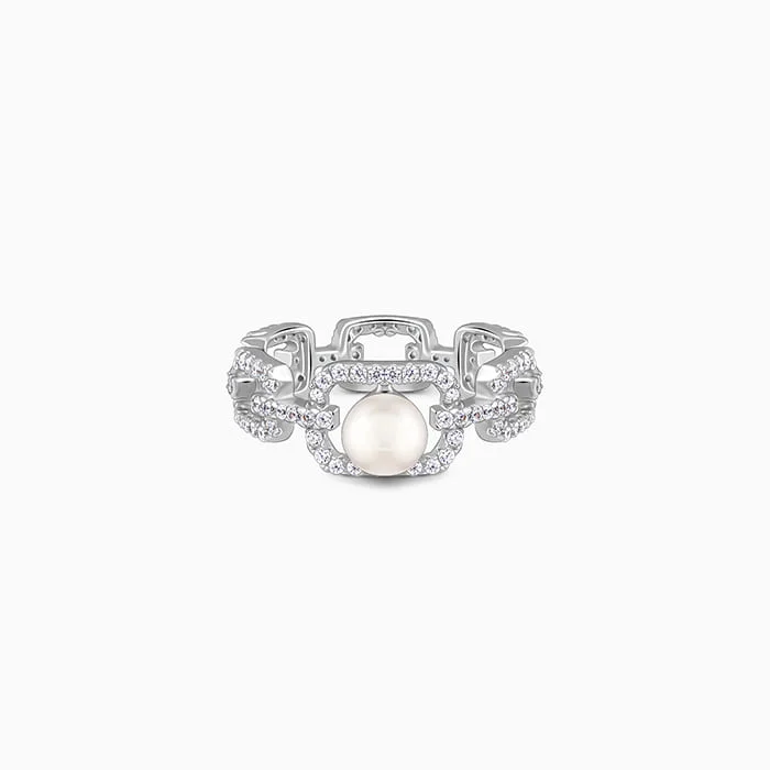 Chic Women's Rings for Fashion-Forward Looks-Silver Ocean Opulence Ring