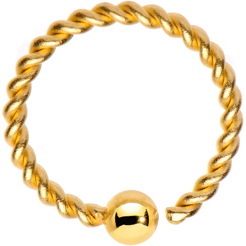 Women's Earrings – Elegant Designs for Every Personality--16 Gauge 3/8" Gold Tone IP So Twisted Captive Style Seamless Ring
