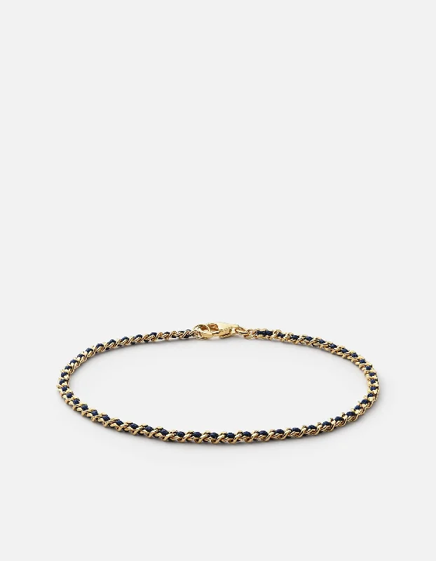 Trendy Charm Bracelets for Men-2mm Braided Chain Bracelet, Gold Vermeil
