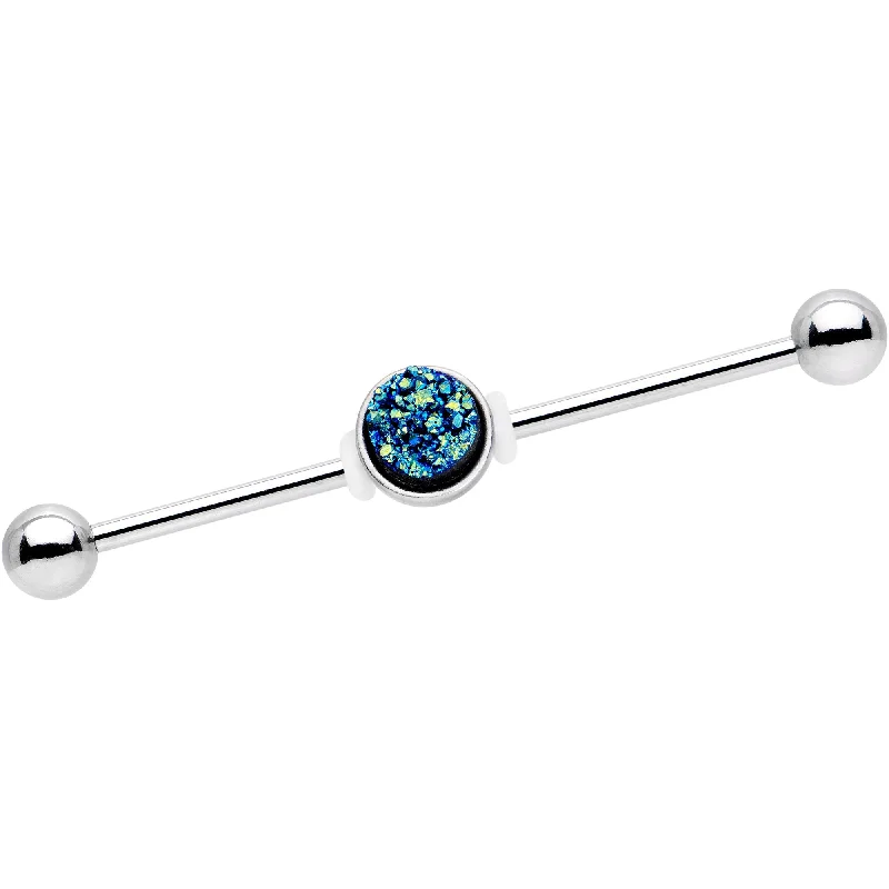 Women's Earrings – Elegant Designs for Every Personality--Blue Gem Rugged Rock Industrial Barbell 38mm Women's Earrings – Elegant Designs for Every Personality--Blue Gem Rugged Rock Industrial Barbell 38mm
