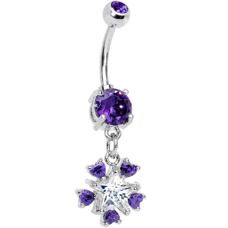 Beautiful Belly Rings for Special Occasions -Purple Double Gem Sparkling Star Gazer Belly Ring Beautiful Belly Rings for Special Occasions -Purple Double Gem Sparkling Star Gazer Belly Ring