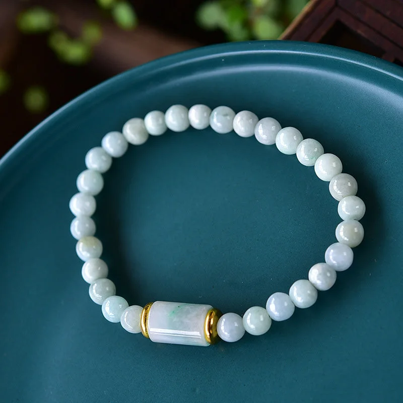 Cool Men's Beaded Bracelets-Buddha Stones Natural Jade Luck Prosperity Bracelet