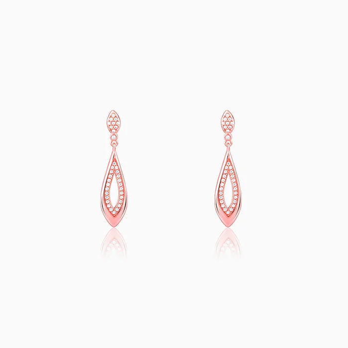 Women's Earrings – Elegant Designs for Every Personality--Rose Gold Halo Drop Earrings