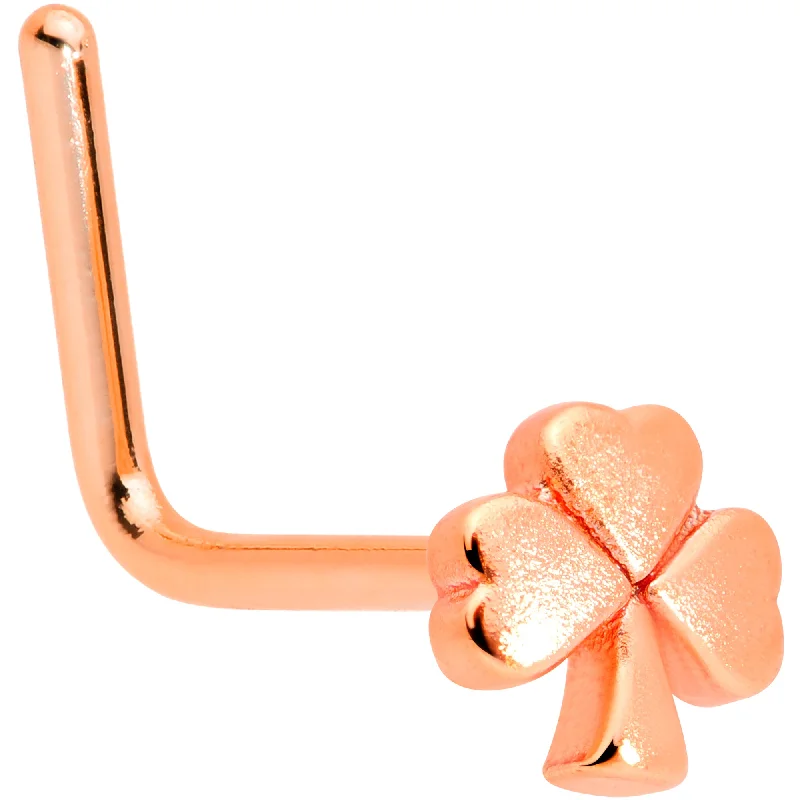 Nose Rings for Easy Wear -22 Gauge 5/16 Rose Gold Tone St Patricks Shamrock L Shaped Nose Ring Nose Rings for Easy Wear -22 Gauge 5/16 Rose Gold Tone St Patricks Shamrock L Shaped Nose Ring