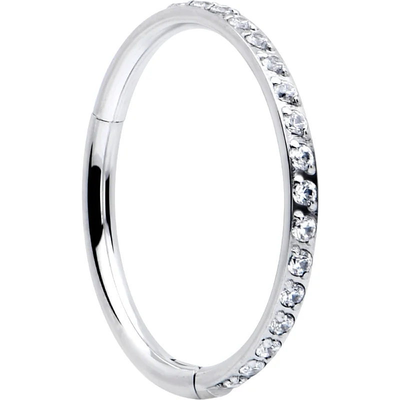 Comfortable and Stylish Nose Rings -20 Gauge 5/16 Clear Cubic Zirconia Forward Facing Hinged Segment Ring Comfortable and Stylish Nose Rings -20 Gauge 5/16 Clear Cubic Zirconia Forward Facing Hinged Segment Ring
