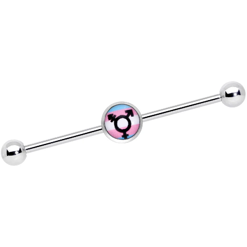 Women's Earrings – Elegant Designs for Every Personality--14 Gauge Transgender Pride Logo Industrial Barbell 38mm Women's Earrings – Elegant Designs for Every Personality--14 Gauge Transgender Pride Logo Industrial Barbell 38mm