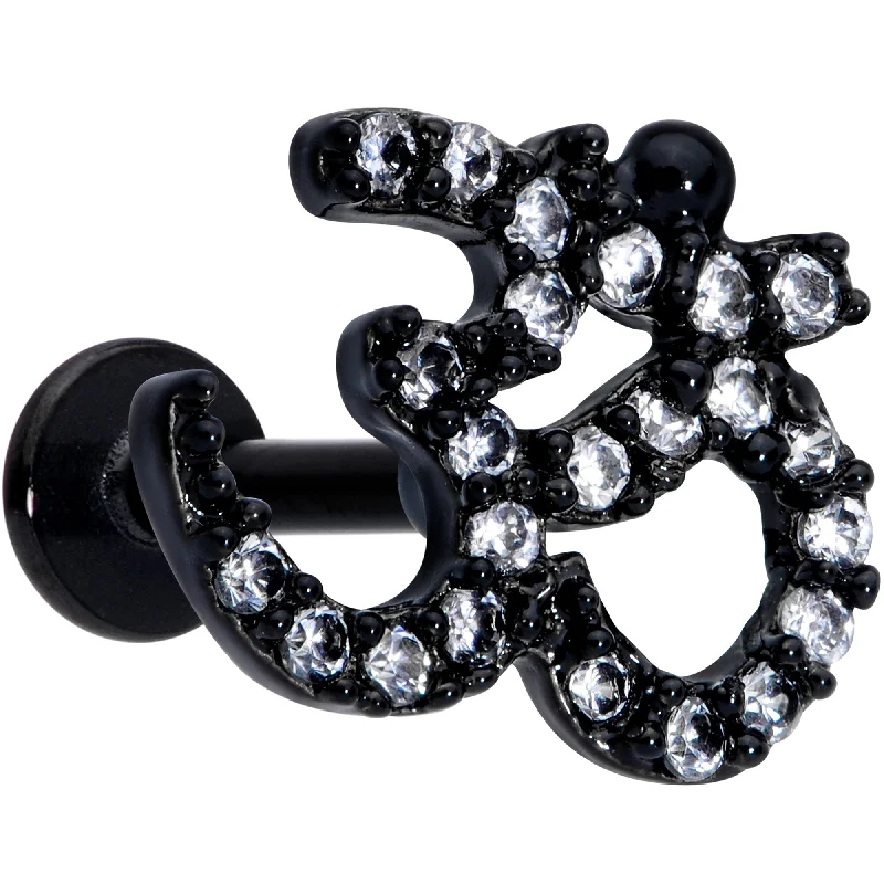 Stunning Lip Rings for Bold Fashion16 Gauge 5/16 Clear CZ Gem Black Amazing Om Labret Monroe Tragus