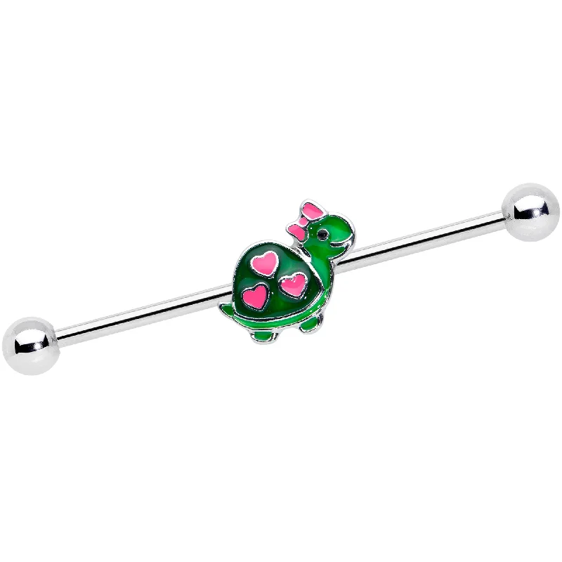 Women's Earrings – Elegant Designs for Every Personality--14 Gauge Pink Green Hearts Bow Pretty Turtle Industrial Barbell 38mm Women's Earrings – Elegant Designs for Every Personality--14 Gauge Pink Green Hearts Bow Pretty Turtle Industrial Barbell 38mm