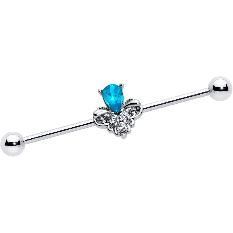 Women's Earrings – Elegant Designs for Every Personality--14 Gauge Blue Gem Style Simplicity Industrial Barbell 38mm Women's Earrings – Elegant Designs for Every Personality--14 Gauge Blue Gem Style Simplicity Industrial Barbell 38mm