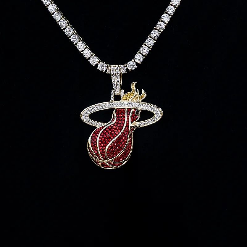 Exclusive Men's Necklaces & Pendants for the Modern Gentleman-Large Miami Heat Official NBA Logo Pendant Exclusive Men's Necklaces & Pendants for the Modern Gentleman-Large Miami Heat Official NBA Logo Pendant